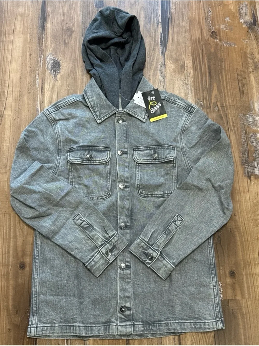 Art Class Boys Grey Hooded Denim Jacket
